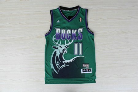 Maillot De Basket Milwaukee Bucks Monta Ellis 11 Back to Ancient Big Deer Head Tissus Sportif Fans Edition Vert